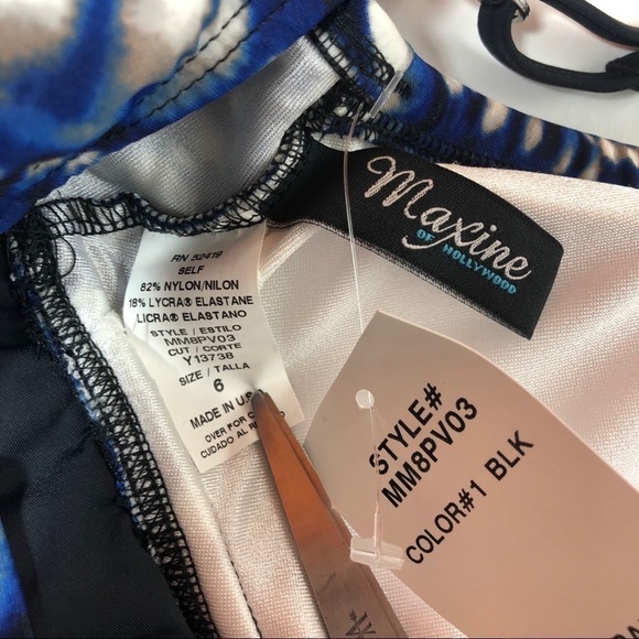 Maxine Blue Black Swim Tankini Top 6 - Picture 5 of 6